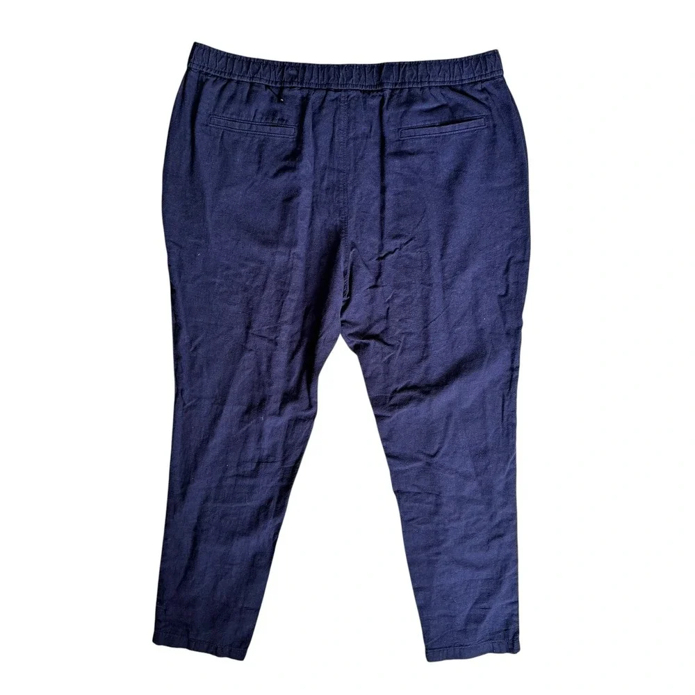 14th & Union Mens XL Navy Blue Linen Cotton Slim Fit Drawstring Pants 38x32